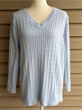 •Croft & Barrow• Pale Blue Cotton Blend Cable Knit Sweater - Size 2X